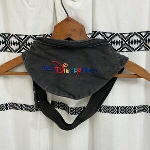 Vintage Walt Disney World Fanny Pack Gray Embroidered Logo 90s Travel Bag